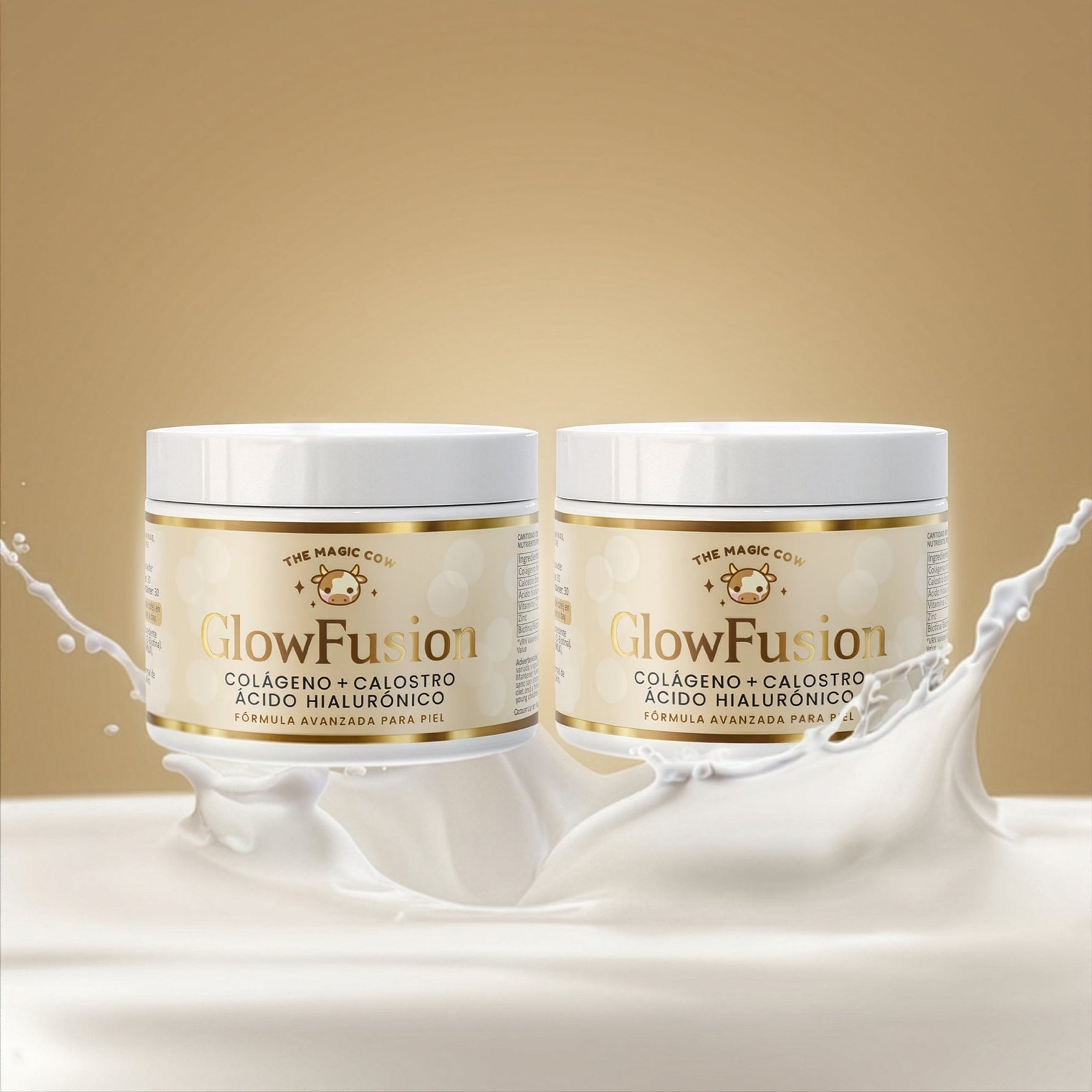 The Magic Cow® GlowFusion | Supercolágeno Marino + Calostro Bovino + Ácido Hialurónico + Biotina, Vitamina C y Zinc | Fórmula avanzada para piel, cabello y uñas (30 dosis) - The Magic Cow
